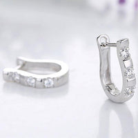 Horseshoe women earring with rhinestones - Silver