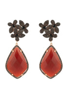 Original Flowers Teardrop Carnelian Chocolate CZ Rosegold