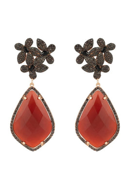 Original Flowers Teardrop Carnelian Chocolate CZ Rosegold