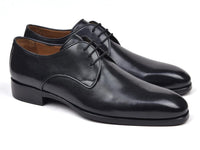 Paul Parkman Men's Black Leather Derby Shoes (ID#34DR-BLK)