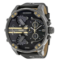 Diesel man watch DZ7348 Mr Daddy 2.0 - Leather strap and Black/Gold steel dial