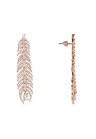 PEACOCK - Original Feather Elongated Drop Earrings Rosegold