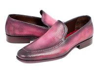 Paul Parkman Perforated Leather Loafers Purple (ID#874-PURP)