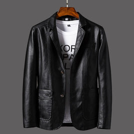 New Men Autumn Motorcycle Causal Vintage Leather Jacket Coat Men Fashion Biker Button Pocket Design PU Leather Jacket Men 6XL