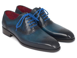 Paul Parkman Men's Blue & Navy Medallion Toe Oxfords (ID#FS88VA)