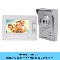 Home Video Doorbell Door Phone Intercom System 7" Color Screen With Waterproof Outdoor Camera Two-Way Audio With IR Night Vision