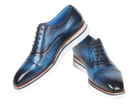 Paul Parkman Men's Smart Casual Oxfords Blue Leather (ID#185-BLU-LTH)