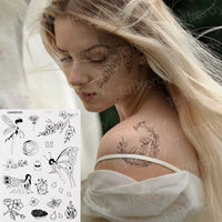 New Hot Halloween Bull Head Face Sticker Neck Hand Back Body Paint Temporary Tattoo Sticker Sword Letter Tatoo Large Cool Design