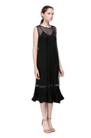 LAGEROSE - Original Black Round Neck Flounced Dress