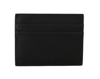 Billionaire Italian Couture Black Leather Cardholder Wallet - One Size