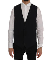 Dolce & Gabbana Black STAFF Wool Striped Vest - Size IT52-XL