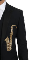 Dolce & Gabbana Black Wool Silk Saxophone Slim Fit Suit - Size IT46-S