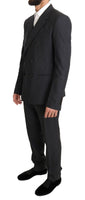 Dolce & Gabbana Gray Wool Silk Double Breasted Slim Suit - Size IT50-L