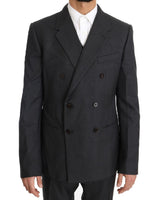 Dolce & Gabbana Gray Wool Silk Double Breasted Slim Suit - Size IT50-L