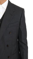 Dolce & Gabbana Gray Wool Silk Double Breasted Slim Suit - Size IT50-L