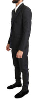 Dolce & Gabbana Gray Wool Blue Silk Double Breasted Suit - Size IT44-XS