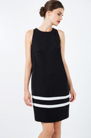 CONQUISTA FASHION - Original Black Sleeveless Dress With White Stripe Detail