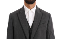 Dolce & Gabbana Gray Wool Long 3 Piece Two Button Suit - Size IT48-M