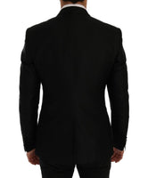 Dolce & Gabbana Black Blue MARTINI Silk Blazer Jacket - Size IT48-M