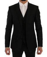 Dolce & Gabbana Black Blue MARTINI Silk Blazer Jacket - Size IT48-M