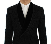 Dolce & Gabbana Black Floral Ricamo Slim Blazer Jacket - Size IT50-L