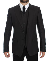 Dolce & Gabbana Gray Slim Fit Linen Blazer Jacket - Size IT46-S