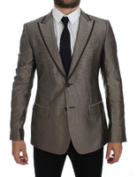 Dolce & Gabbana Brown Slim Fit Silk Two Button Blazer - Size IT48-M