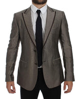 Dolce & Gabbana Brown Slim Fit Silk Two Button Blazer - Size IT48-M