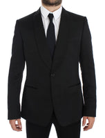 Dolce & Gabbana Black Silk Slim One Button Blazer - Size IT52-XL