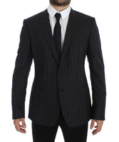 Dolce & Gabbana Gray Striped Slim Fit Wool Blazer - Size IT50-L