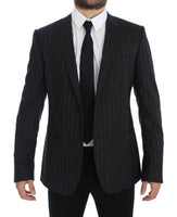 Dolce & Gabbana Gray Striped Slim Fit Wool Blazer - Size IT50-L