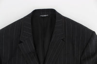 Dolce & Gabbana Gray Striped Slim Fit Wool Blazer - Size IT50-L