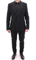 Dolce & Gabbana Black Striped Double Breasted Slim Fit Suit - Size IT54-XL