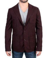 GF Ferre Bordeaux Wool Blend Two Button Blazer - Size IT48-M