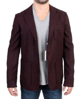 GF Ferre Bordeaux Wool Blend Two Button Blazer - Size IT48-M