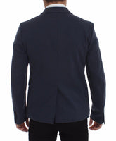 Dolce & Gabbana Blue Cotton Stretch Casual Blazer - Size IT52-XL