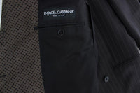 Dolce & Gabbana Brown Striped Wool Slim 3 Piece Suit Tuxedo - Size IT48-M