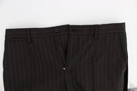 Dolce & Gabbana Brown Striped Wool Slim 3 Piece Suit Tuxedo - Size IT48-M