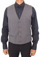 Dolce & Gabbana Gray Wool Stretch Dress Vest Jacket Blazer - Size IT48-M