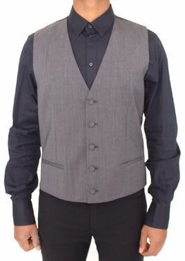 Dolce & Gabbana Gray Wool Stretch Dress Vest Jacket Blazer - Size IT48-M