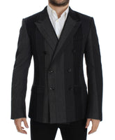 Dolce & Gabbana Gray striped wool stretch blazer - Size IT48-M