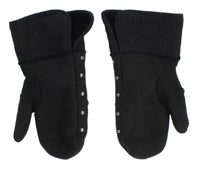 Dolce & Gabbana Gray Wool Shearling Studded Gloves - Size 9-M