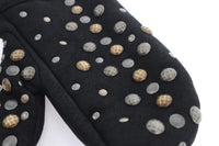 Dolce & Gabbana Gray Wool Shearling Studded Gloves - Size 9-M