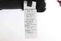 Dolce & Gabbana Black Leather Bordeaux Shearling Gloves - Size 9-M