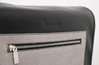 Billionaire Italian Couture Black Gray Leather Messenger Shoulder Bag - One Size