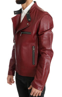 Dolce & Gabbana Red Leather Deerskin Jacket - Size IT44-XS