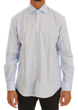 Cavalli Light Blue Cotton Slim Fit Dress Shirt - Size 39