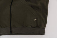 Daniele Alessandrini Green Full Zipper Hodded Cotton Sweater - Size XL