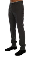 Dolce & Gabbana Gray Wool Striped Formal Pants - Size IT54-XL