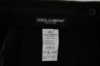 Dolce & Gabbana Gray Wool Striped Formal Pants - Size IT54-XL